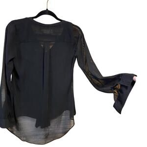 Anthropologie Areve Elegant Black Women's Top long sleeve sheer layers medium